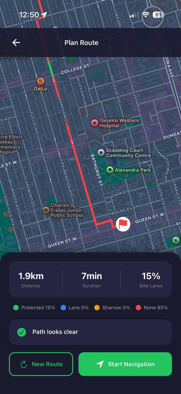 BikeEye Pro showing path is clear of obstructions